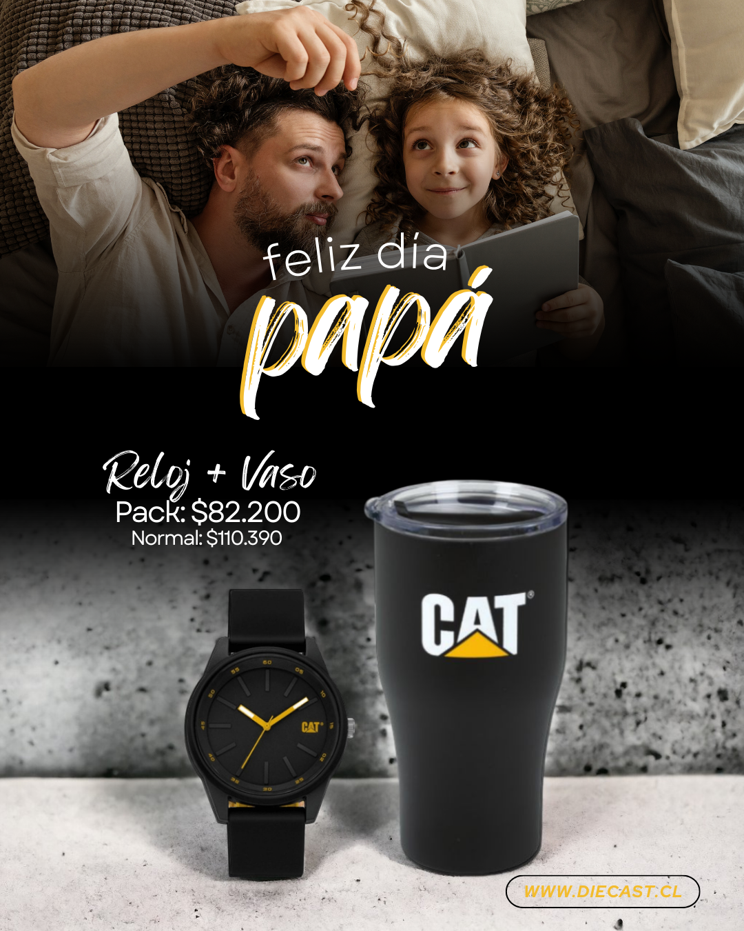 Pack día del padre reloj + vaso