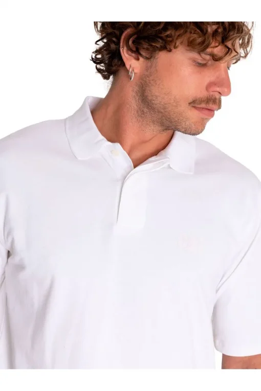 Polera de hombre pique polo blanca Caterpillar - Imagen 3