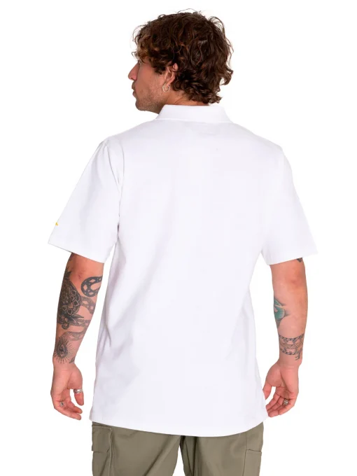 Polera de hombre pique polo blanca Caterpillar - Imagen 4