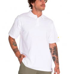 Polera de hombre pique polo blanca Caterpillar