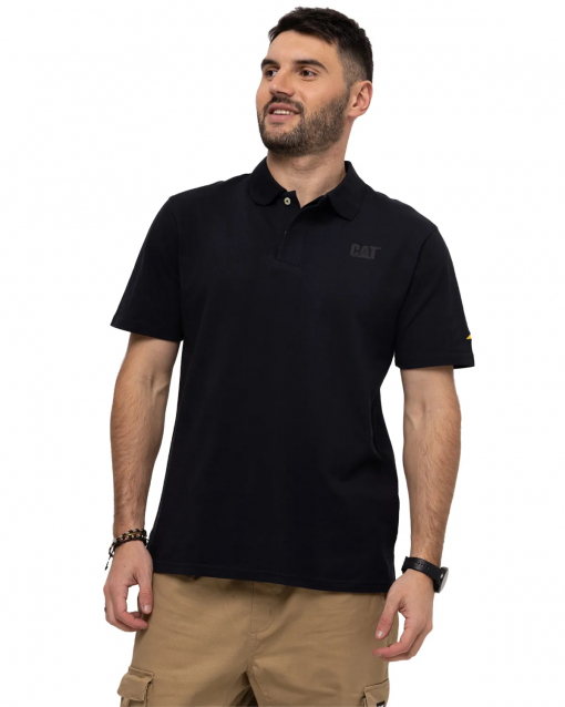 Polera de hombre pique polo negro Caterpillar